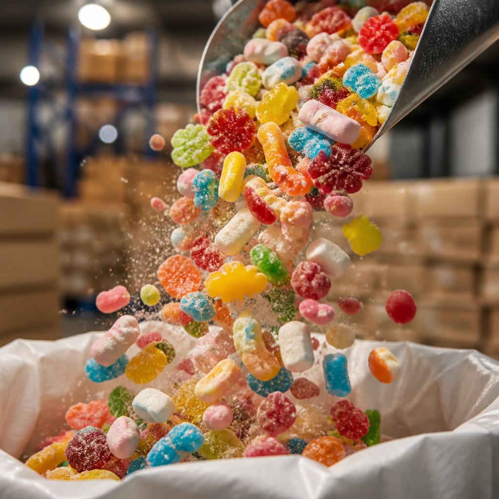 Bulk bags and cases of Swedish pick and mix candy ready for wholesale